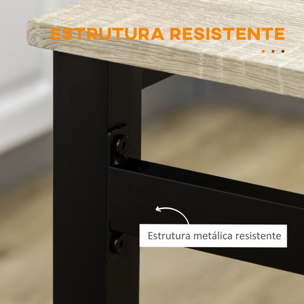 Conjunto de Mesa e Cadeiras de Refeição Mesa de Cozinha Retangular com 4 Cadeiras Estilo Moderno Carvalho e Preto