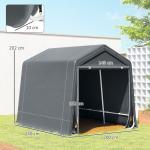Tenda de Jardim para Bicicletas com Estrutura Metálica, 2 Portas com Fecho, Impermeável, Anti - UV, 2,4x2x2 m, Cinzento Escuro