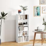 Estante de 5 Níveis Estante para Livros com 2 Prateleiras Ajustáveis para Sala de Estar Escritório Quarto 60x24x133,5 cm Branco