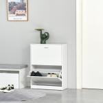 Sapateira de Madeira com 2 Compartimentos para Entrada Corredor Dormitório Sala de Estar 60x24x80 cm Branco