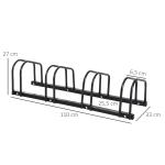 Estacionamento para 4 Bicicletas Suporte de Aço para Estacionar Bicicletas no Chão para Interior e Exterior 110x33x27 cm Preto