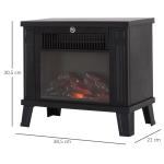 Lareira Elétrica com Efeito de Chama Realista Potência Ajustável 600W/1200W para Ambientes entre 13 - 18㎡ 34x17x31cm Preto