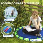Baloiço para Crianças Redondo Baloiço de Jardim Infantil Ajustável Impermeável Carga 150kg Ø100x180 cm Preto e Azul