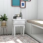 Mesa de Cabeceira com 1 Gaveta Mesa Auxiliar de Madeira para Dormitório Sala de Estar Estilo Moderno 40x35x60cm Branco