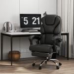 Cadeira de Escritório com 6 Pontos de Massagem Reclinável de PU com Controlo Remoto e Altura Ajustável 63x57x118 - 126 cm