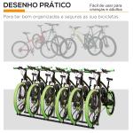 Estacionamento para 6 Bicicletas Suporte de Aço para Estacionar Bicicletas no Chão para Interior e Exterior 179x33x27 cm Preto