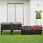 Conjunto de 4 Floreiras Quadradas Floreiras para Flores e Vegetais com Orifícios de Drenagem e Pés Altos 80x40x26 - 44 cm Marrom