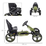 Go - Kart a pedais para crianças acima de 3 anos com freio embreagem assento ajustável máx. 35 kg 105x54x61cm Verde