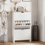 Sapateira Branca Estreita Armário Sapateiro Alto com 3 Gavetas para 18 Pares de Sapatos para Corredor 72x26x112 cm Branco