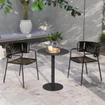 Mesa de Refeição Redonda para 2 Pessoas Mesa de Cozinha de Aço para Interior e Exterior Ø60x72 cm Preto