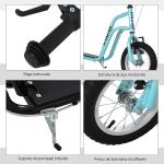 Trotinete para Crianças com Guiador Ajustável em Altura Travão Duplo e Estrutura de Aço 120x58x75 - 80 cm Azul