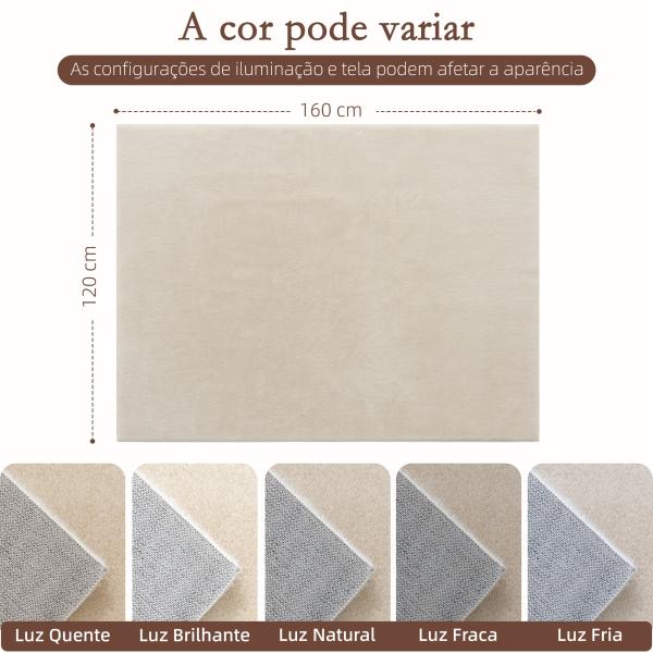 Tapete para Sala de Estar 120x160 cm Tapete Lavável à Máquina Pelo Longo Macio Estilo Moderno Creme