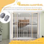 Barreira de Segurança para Cães com Porta Pequena Fechamento Automático e Sistema Duplo de Bloqueio 74 - 101x104,1 cm Branco