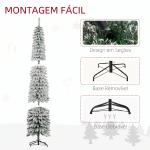 Árvore de Natal Estreita Nevada 240 cm com 603 Ramos e Suporte Metálico Dobrável para Sala de Estar, Interior, Verde