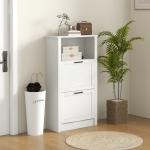 Sapateira Estreita com Prateleiras Ajustáveis e Compartimento Aberto para 10 Pares de Sapatos 58x24x105 cm Branco