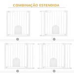 Barreira de Segurança de Cães Animais de Estimação para Escadas e Portas 75 - 103cm com 2 Extensões Fechamento Automático e Sistema de Duplo Bloqueio Aço Branco