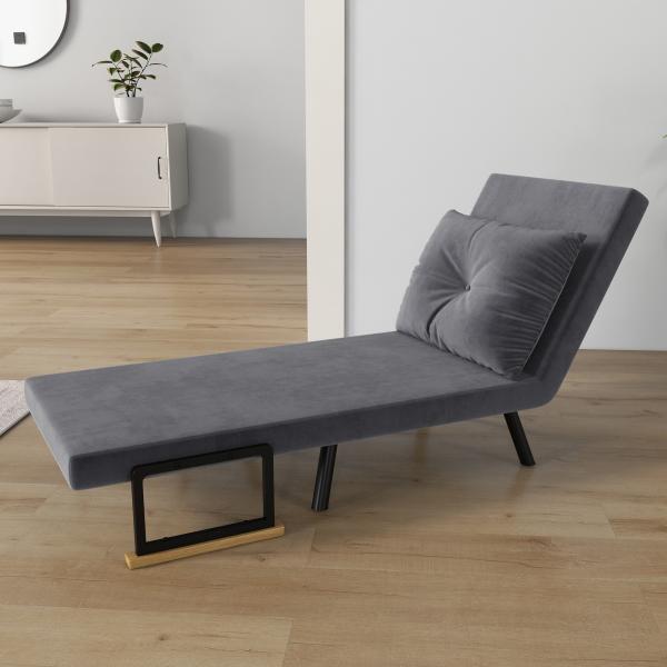 Poltrona Convertível em Cama Poltrona 3 em 1 Convertível em Cama com Encosto Ajustável em 5 Níveis 63x73x81 cm Cinza