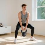 Peso Russo de 10 kg Kettlebell Preenchido de Areia com Punho Largo e Antiderrapante para Trenos em Casa e Ginásio 25x19x28 cm Preto