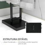 Toalheiro de Pé de Metal Escada para Casa de Banho com 2 Barras em Forma de T Design Moderno 50x18,5x85 cm Preto