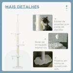 Arranhador para Gatos do Chão ao Teto com Altura Ajustável e 3 Plataformas em Forma de Nuvem 48x32x225 - 255 cm Branco