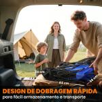 Carrinho de Transporte Dobrável para Praia Campismo Viajem com Toldo Guiador Rodas Altura Ajustável 117x55x98 cm Azul