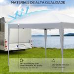 Tenda Dobrável 2,95x2,95 cm com Bolsa de Transporte Altura Ajustável Anti - UV e Impermeável para Terraço Pátio Branco Prateado
