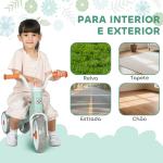 Bicicleta sem Pedais para Crianças dos 12 aos 36 Meses Bicicleta de Equilíbrio com Guiadores com Rotação Limitada a 60° 69x40x49 cm Verde