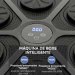 Máquina de Boxe Musical com 9 Modos de Velocidade Luvas e Conexão Bluetooth Luzes LED 41,8x44,6x7,5 cm Preto
