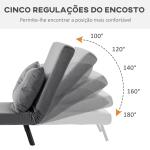 Poltrona Convertível em Cama Poltrona 3 em 1 Convertível em Cama com Encosto Ajustável em 5 Níveis 63x73x81 cm Cinza