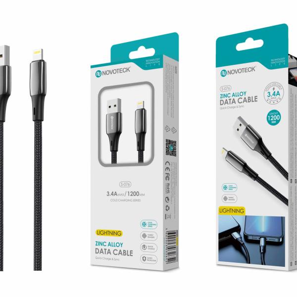 Cabo Lightning de Liga de Zinco 3.4A 1.2m, Trançado em Nylon S - 076