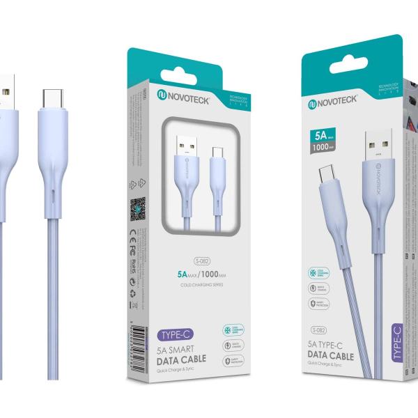 Cabo de Dados Fast Charge 5A PVC Macaron Design - Roxo , Type-C USB , 1.0M