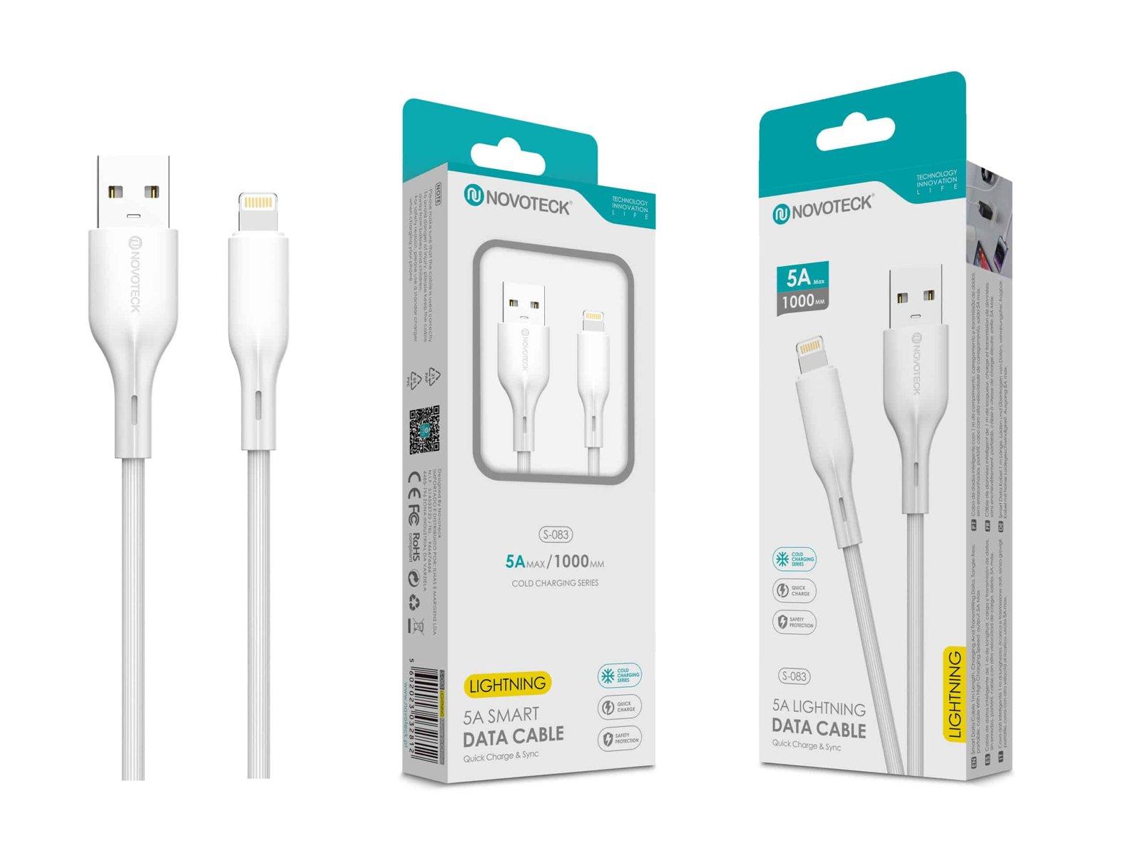 Cabo de Dados Fast Charge 5A PVC Macaron Design - Branco , Lightning USB , 1.0M