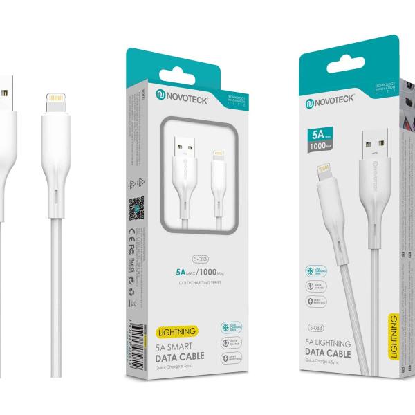 Cabo de Dados Lightning Branco 1M,5A, S-083