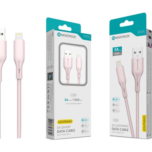 Cabo de Dados Lightning Rosa 1M,5A, S-083