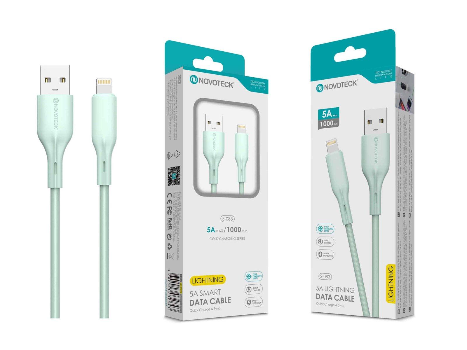 Cabo de Dados Fast Charge 5A PVC Macaron Design - Verde Água , Lightning USB , 1.0M