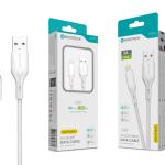 Cabo de Dados Fast Charge 5A PVC Macaron Design - Branco , Lightning USB , 1.2M