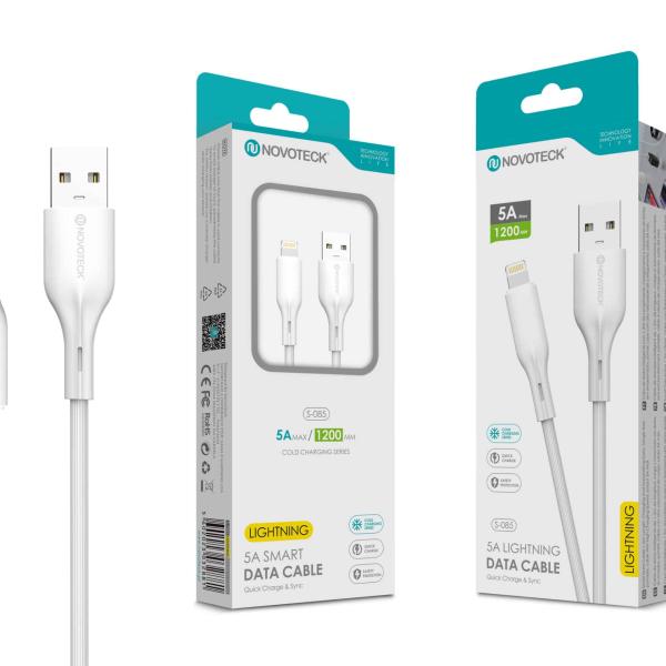 Cabo de Dados Fast Charge 5A PVC Macaron Design - Branco, Lightning USB, 1.2M