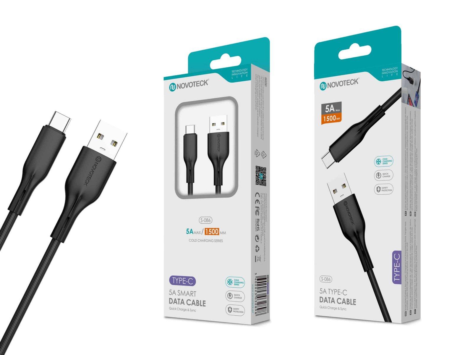 Cabo de Dados Type-C Negro 1.50M,5A, S-086