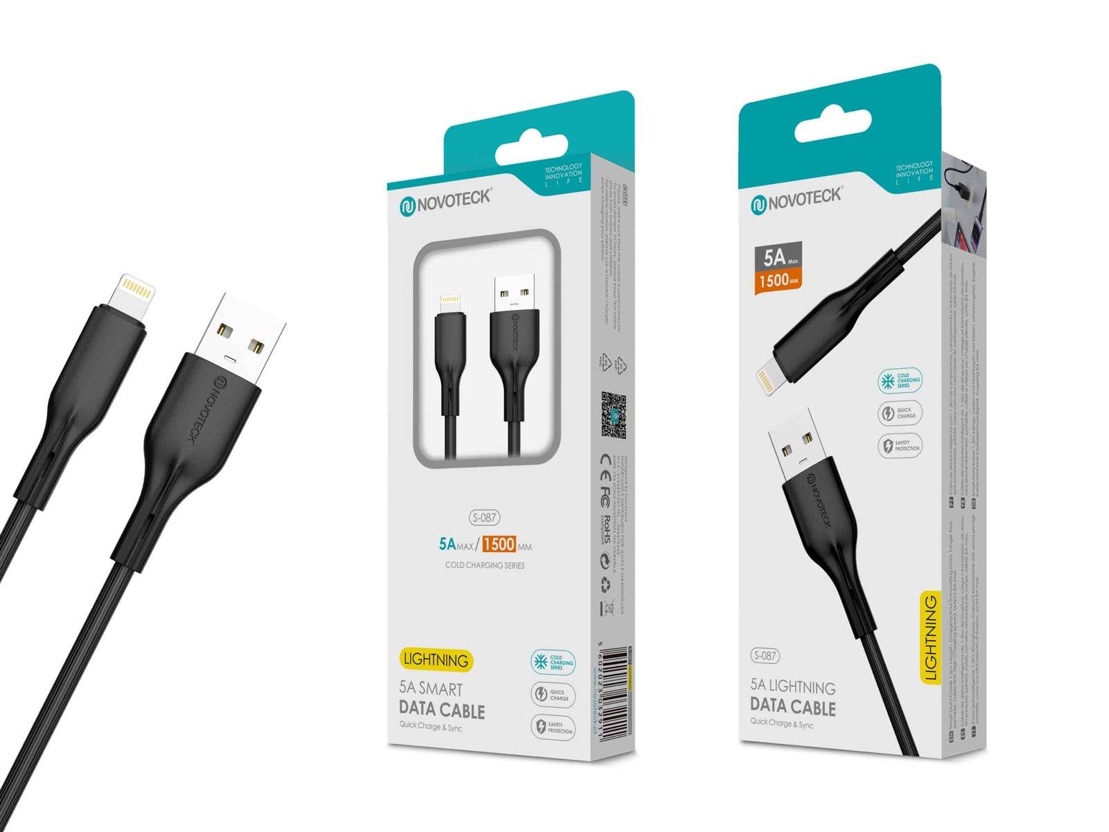 Cabo de Dados Lightning Negro 1.50M,5A, S-087