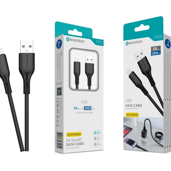 Cabo de Dados Lightning Negro 2M,5A, S-089