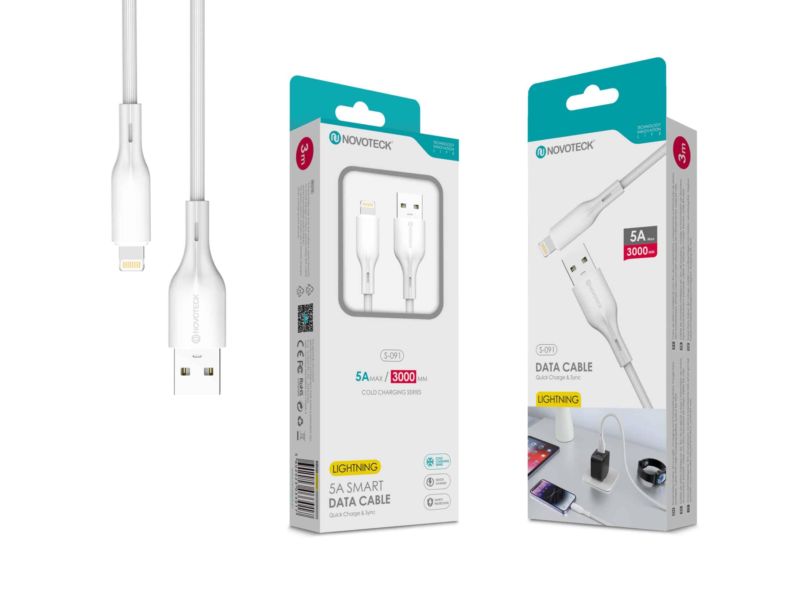 Cabo de Dados Fast Charge 5A PVC Macaron Design - Branco, Lightning USB, 3.0M