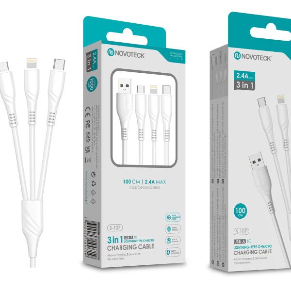 Cabo de Dados Type-C Branco 1.20M,5A, S-084