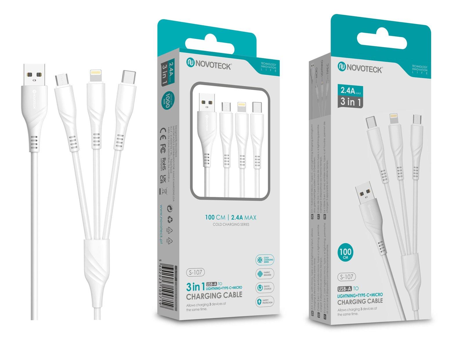 Cabo de Dados Type-C Branco 3M,5A, S-090