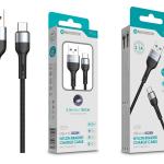 Cabo de Dados Trançado Nylon 3.1A Carregamento Rápido - Negro, Type - C USB, 1.0M