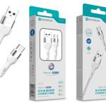 Cabo de Dados Trançado Nylon 3.1A Carregamento Rápido - Branco, Type - C USB, 2.0M