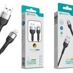 Cabo de Dados Trançado Nylon 3.1A Carregamento Rápido - Negro, Lightning USB, 2.0M