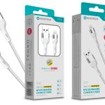 Cabo de Dados Trançado Nylon 3.1A Carregamento Rápido - Branco, Lightning USB, 3.0M