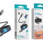 Cabo Magnético USB - C para USB - C Novoteck S - 131 – 60W, 1 Metro, Organização Automática, Revestimento em Tecido, Alta Atração Magnética (650 – 700 Gauss)