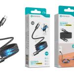 Cabo Magnético USB - C para Lightning Novoteck S - 132 – 30W, 1 Metro, Enrolamento Automático, Revestimento em Tecido, Alta Atração Magnética