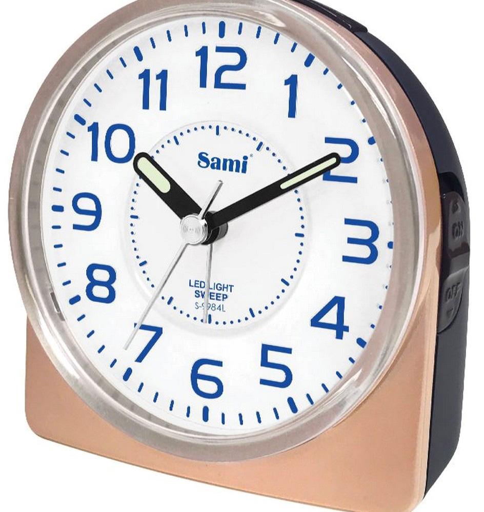 Despertador Analógico Silencioso Luz S - 9984 (Rosa - Dourado) - SAMI